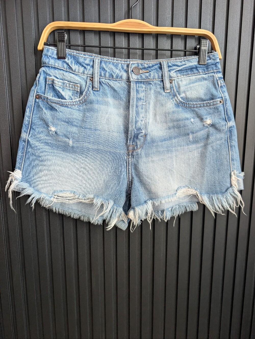 Hidden Light Blue Distressed Denim Women’s Shorts Frayed Hem Size S